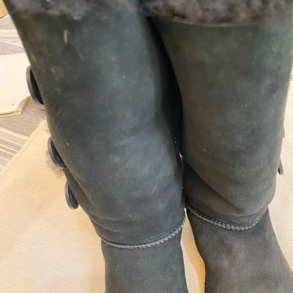 UGG Triple Botton Black Boots Women Size 8